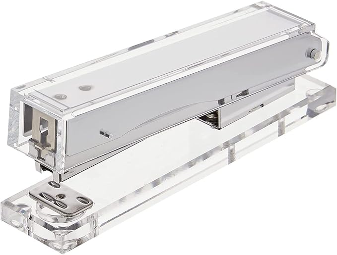 Kantek Clear Acrylic Desk Stapler, Large Capacity Holds a Full Strip of Standard Staples, 1.4" x 6" x 2.3", Non-Skid Feet, Office Organizer, Desk Accessory