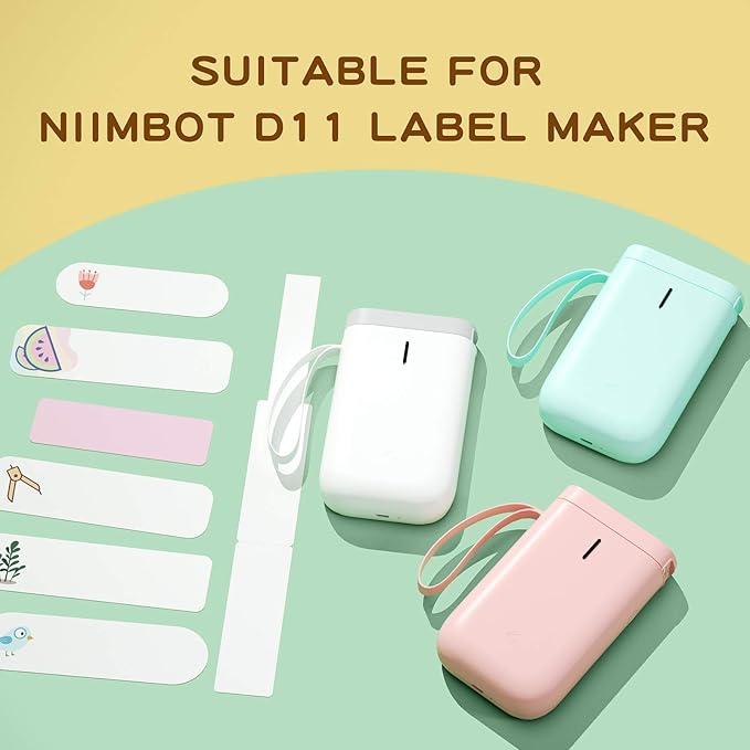 NIIMBOT D11 Label Maker Tape D110, 130 Labels/Roll, White, 14 X 50mm, Thermal Label Tape for School, Household, Office, Multi-purpose