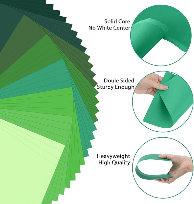 OcePor 80 Sheets Green Cardstock Paper, Colored Printer Paper 8.5 x 11, Thick Construction for Cards Making, Scrapbook，Office Printing, Invitations, Certificates，DIY Crafting 92 lb/250gsm