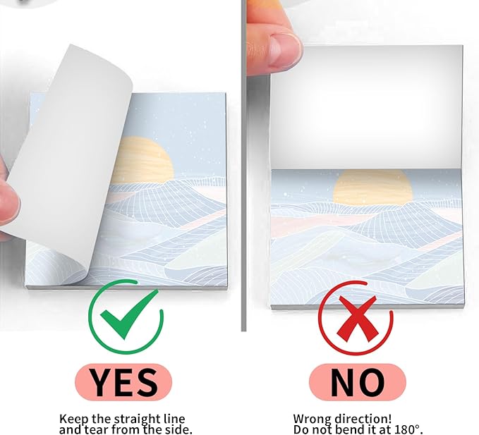 2 Pack Sticky Notes 3x3 Inches, Bright Cute Strong Sticking Power, Easy to Post for Home, Office, 80sheets/Pads, Cartoon Sunset