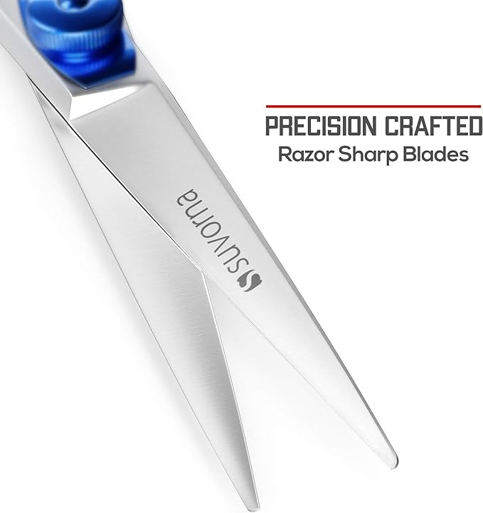 Suvorna Swivel Hair Scissors Professional - Barber Scissors for Hair Cutting - 5.5" J2 420 Japanese Stainless Steel hair cutting scissors for Trimming & Grooming - Hair Shears for Women & Men