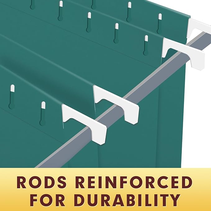 HERKKA Hanging File Folders, 30 Pack Reinforced Letter Size Hanging Folders, Designed for Bulky Files, Filing Cabinet, 1/5-Cut Adjustable Tabs (Teal)