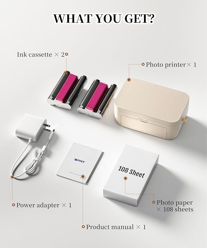 iDPRT Photo Printer 4x6,Bluetooth Instant Picture Printer with 108 Sheets & 2 Ribbons - Dye Sublimation Color Photo Printers for iPhone,Android,Smartphone,AR Video Printing&Home Photo Prints Gift