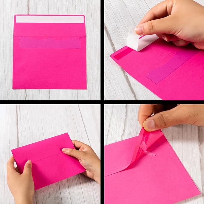 100 Pack 4x6 Envelopes with Colorful Blank 4x6 Cards Self-Adhesive Business Envelopes Invitations Cards Envelopes (Multicolored, A4)