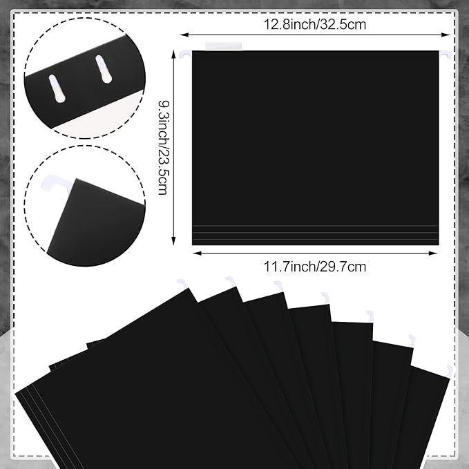 24 Hanging File Folder with Acrylic Organizer for Letter/a4 Size Desktop Clear File Storage Box with Handles for Home Work Office Use(Black,Classic)