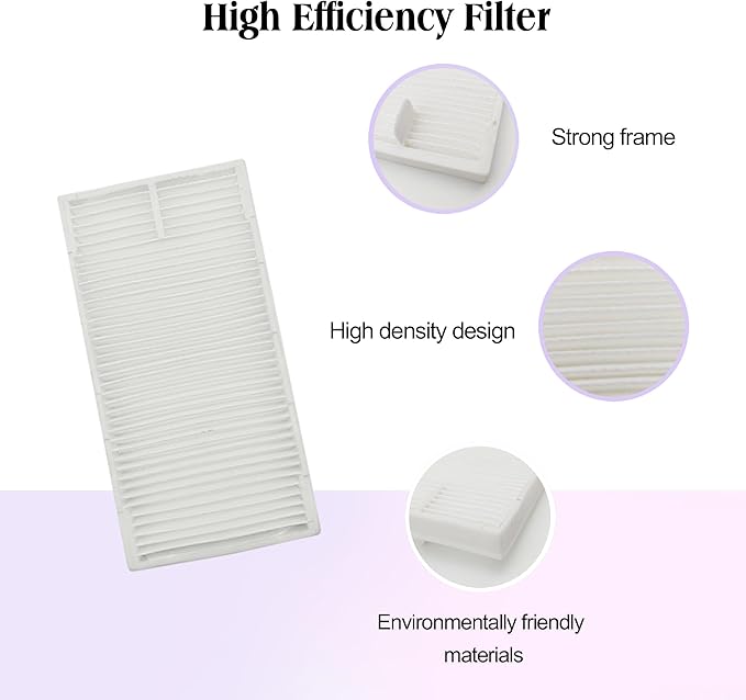 Replacement Accessories for Eureka E20 Plus Robot Vacuum,1Rubber Main Brush,2Mop Pads,2Filters,2Base station filter,4Side Brush.