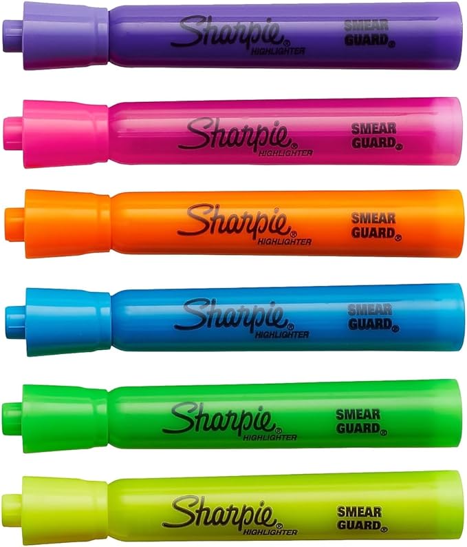 Sharpie Tank Highlighters, Fluorescent And Pastel Highlighters, Chisel Tip, Highlighter Markers Set, Assorted Colors, Value Pack, 36 Count - School, Office, Teacher Supplies