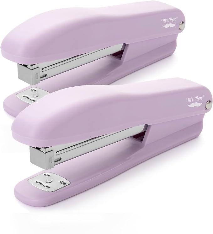 Mr. Pen- Staplers 2 Pack with 200 Staples, 20 Sheet Capacity, Purple Office Stapler for Desk and Classroom