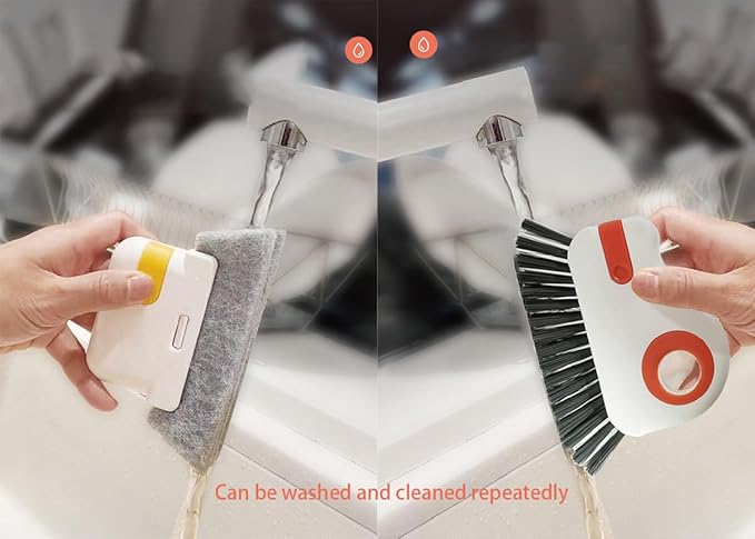 Heideryafei Orange Window Track Cleaning Brush with Hidden Scraper for Sliding Door and Window Tracks