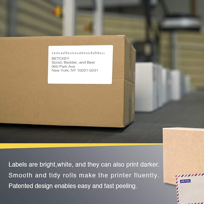 BETCKEY - 3" x 5" (76 mm x 127 mm) Multipurpose & Large Shipping Labels Compatible with Zebra & Rollo Label Printer,Premium Adhesive & Perforated [16 Rolls, 5600 Labels]