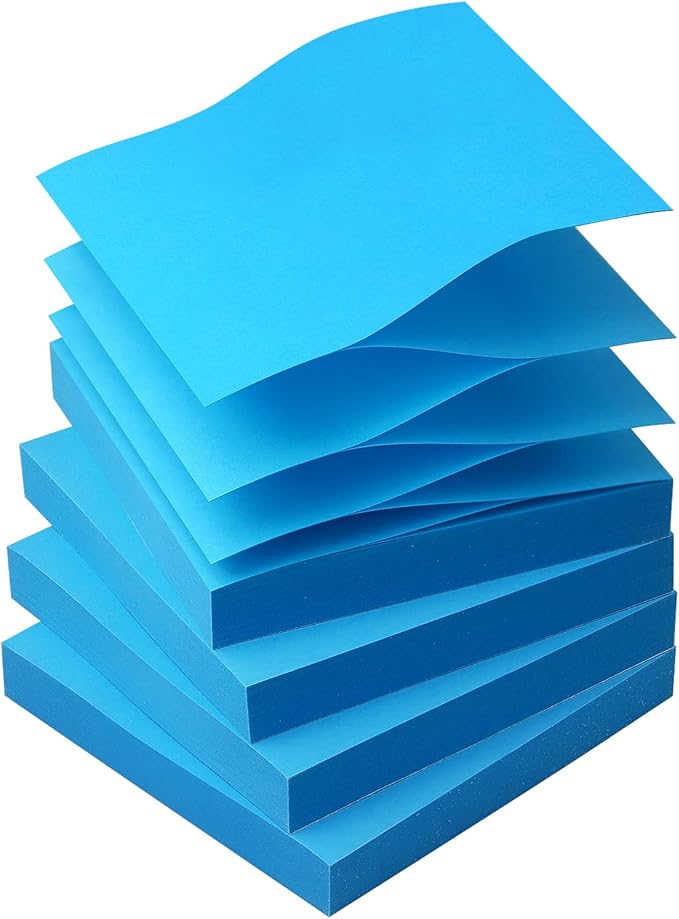 Sticky Notes 3x3 Pop Up Self-Stick Notes Pads with Bright Colors, Easy to Post for Office, School, Home, 4 Pads/Pack, 90 Sheets/Pad (Blue)