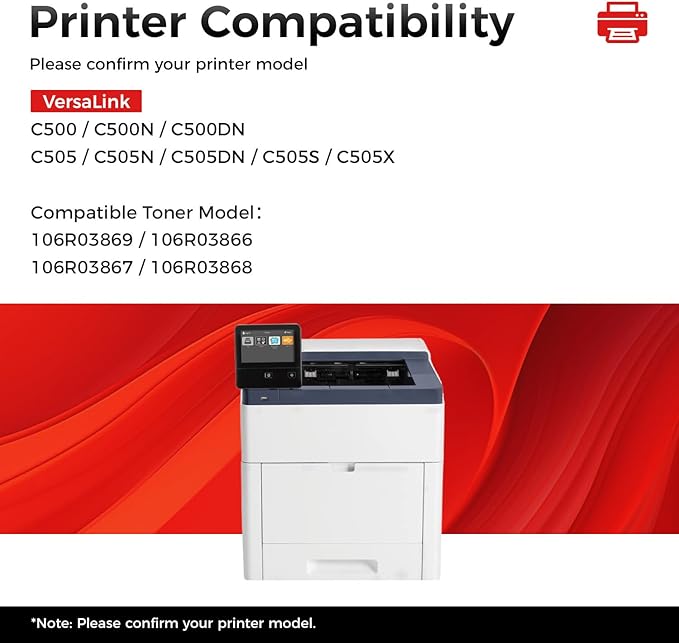C500 C505 Toner Cartridge 4-Pack High Capacity Replacement for Xerox 106R03869 106R03866 106R03867 106R03868 Compatible with Xerox VersaLink C500 C500N C500DN C505 C505N C505DN C505S C505X Printer Ink