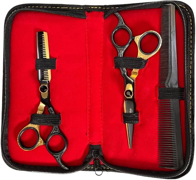 OMWAH - Professional 7.5" Hair Shear Made of Premium 440c Japanese Steel Scissors for Barbers and Salon Extreme Sharpness (Hair Scissors and Thinners Kit)