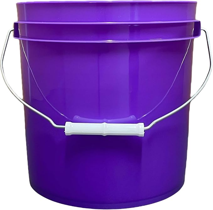House Naturals 2 Gallon Purple Food Grade BPA Free Made in USA Bucket with Screw On Lid - Pack of 3 (Black lids)