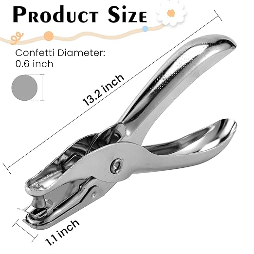 24 Pack 1 Hole Punch 1/4 Inch Single Hole Puncher Metal 5 Sheet Capacity Single Hole Punch Set Silver Paper Punches for Office Perforating Machines Craft Paper Tags Clothing Ticket DIY