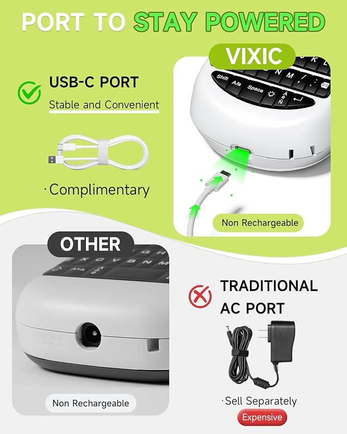 Vixic Label Maker Machine with-Tape, H1100 Handheld Label Maker Portable Labeler with Backlight Screen Keyboard for Home School Office Organization, Multiple Fonts Symbols Borders Easy to Use Inkless