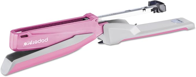 Bostitch Office InPower Spring-Powered Desktop Stapler, 20 Sheet Capacity, One Finger Stapling, Includes 210 Staples, Jam Free, Opens for Tacking, Breast Cancer Awareness Pink