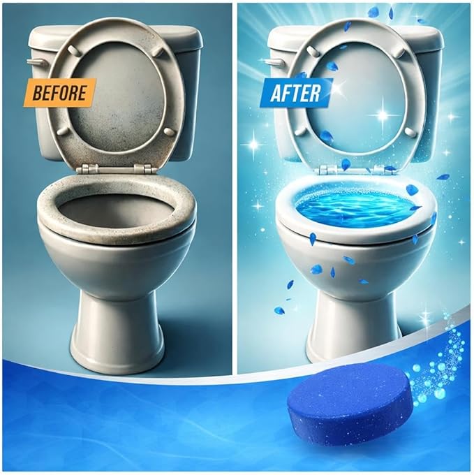 ZENVIVIO Automatic Toilet Bowl Cleaner Tablets, Blue Gel Toilet Tank Cleaners, Septic-Safe Hard Water Ring Stain Remover, Heavy Duty Toilet Deodorizer & Smell Eliminator, Fresh Scent, 12 Tabs