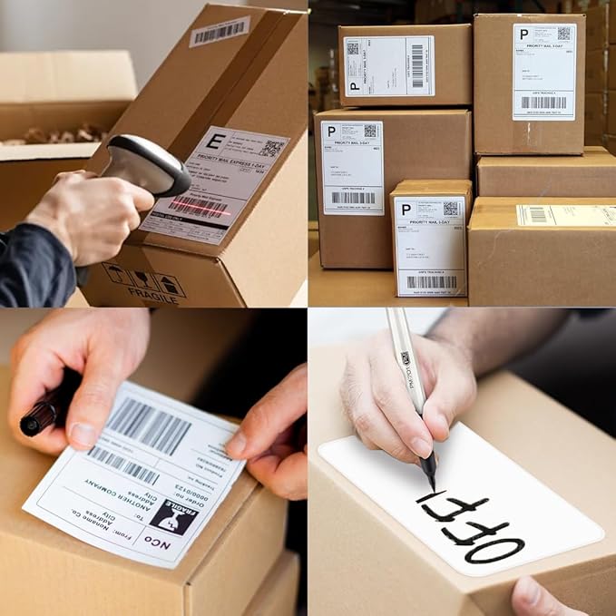 Shipping Thermal Labels 4x6, Pack of 12000 Perforated 4x6 Shipping Label Papers, FanFold Thermal Printer Labels, Sticker Labels to Write on, Permanent Strong Adhesive, Commercial Grade