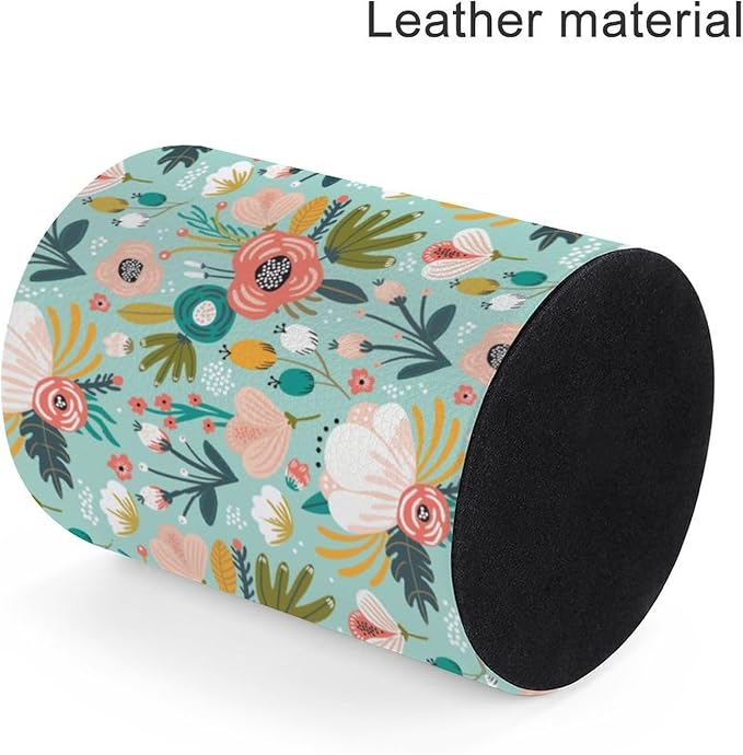 Mint Flowers Pen Holder Pencil Organizer Cute Pencil Cup Desk Decor Makeup Brush Holder PU Multifunctional Office Suppliesfor Home Classroom School