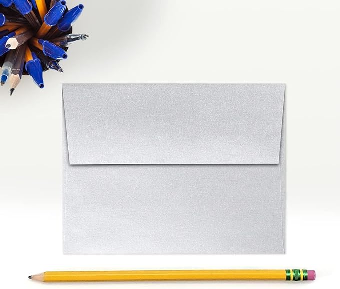 LUXPaper A2 Invitation Envelopes | Peel & Press | 4 3/8" x 5 3/4" | Silver Metallic | 80lb. Text | 50 Qty