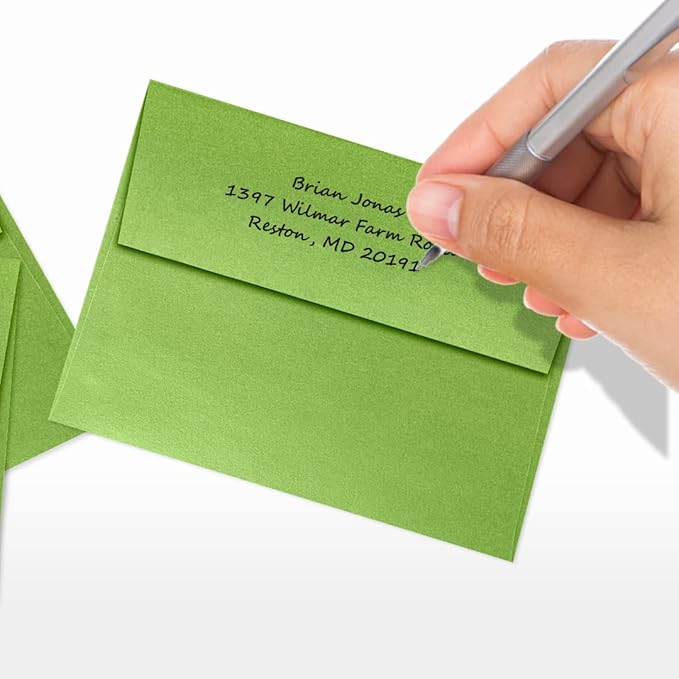 LUXPaper A2 Invitation Envelopes | Peel & Press | 4 3/8" x 5 3/4" | Fairway Green Metallic | 80lb. Text | 50 Qty