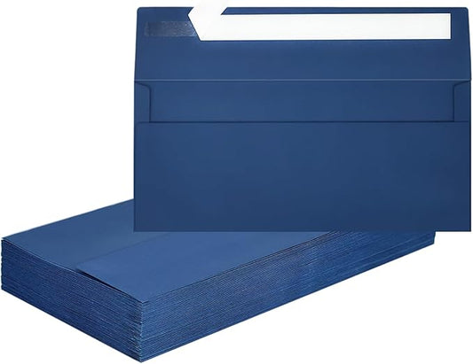 Mulbozy 50 Pcs Navy Blue #10 Business Envelopes, Self Seal Standard Envelopes, Windowless Business Mailing Envelopes for Office Checks Letters Invoices Statements Wedding, Size 4-1/8 x 9-1/2 inch