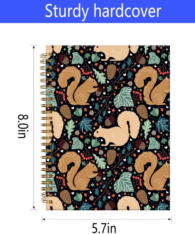 Spiral Journal Notebook,A5 Hardcover Lined Journals for Women Girl 6 x 8.3 in,120 Pages Thick Paper,Cute College Ruled Writing Notebook for Gifts Office Work School(Squirrel)