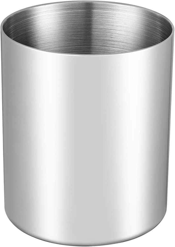 Silver Pencil Holder for Desk,304 Stainless Steel Desktop Pen Holder,Pencil Holder,Pencil Cup,Pencil Pot, Makeup Brush Holder,Stationery Organizer