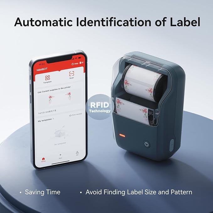 NIIMBOT B1 Label Maker with Tapes, 2 Inch Portable Thermal Label Printer for Home School Office Small Business, Address, Bakery, Crafts, Retail, Support Smartphones & PC，Dark Blue