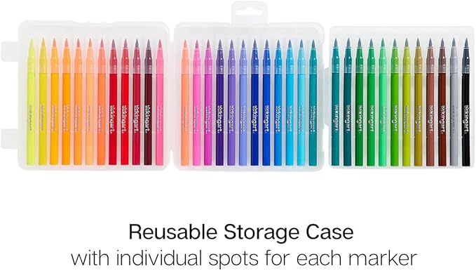 KINGART 36 Watercolor Brush Markers Set: Flexible Tip Pens for Coloring Books, Calligraphy, Doodling, Manga & Painting