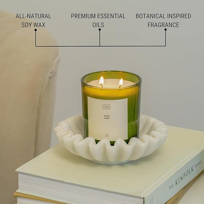 Craft & Kin Green Scented Candles | 12oz Premium Nordic Cedar Fall Scented Candles for Men | Made with Natural Soy | Gifts for Men and Women | Nature Collection