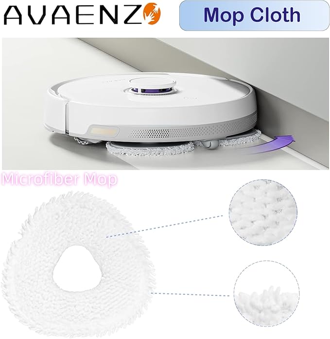 Avaenzo 6 Pack Replacement Mop Pads Compatible with Narwal Freo Pro X Ultra Narwal Freo Z Ultra Z10 T10 J3 J4 J5 R10 Microfiber Resuable Mop Cloth Robot Vacuum Cleaner Accessories