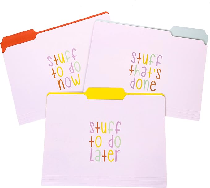 Graphique Designer “Trying My Best” File Folders | Set of 9 (3 Designs) | Letter Size Organizers | Decorative Office Supplies | Durable Coated Cardstock | 1/3-Cut Tabs