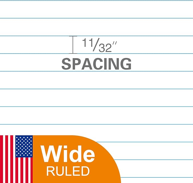 Kaisa Notebook Paper - 24 Pack, 8x10.5, Wide Ruled, 3-Ring Binder, 125 Sheets/Pack, 3-Hole Punch