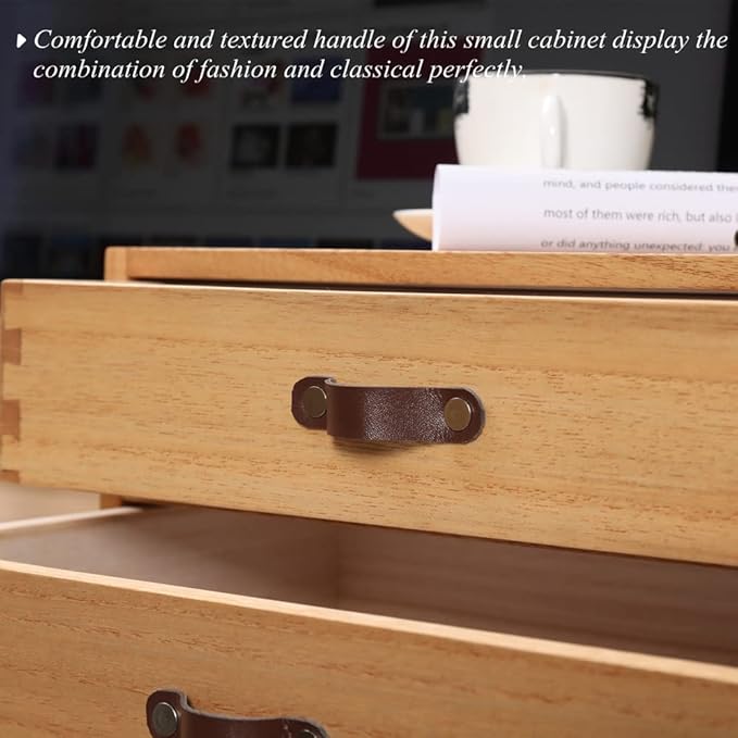 Wooden Desk Organizer with 2 Drawers - Desktop Storage Drawers for Office Supplies File Paper Storage - Wood Chest/Small Cabinets for Jewelry Dresser Kitchen Counter (FAX2C-LT）