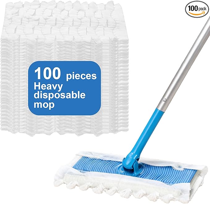 JUUDDENPARTS 100Pcs Heavy Duty Dry Sweeping Cloths Replacement for Swiffer Mop, Microfiber Duster Mop Pad Refills, Disposable for Hardwood and Multi-Surface Cleaning