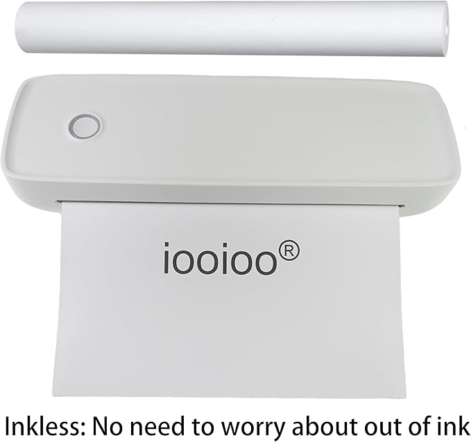 IOOIOO A80 Portable Thermal Printer 8.5x11 Letter Size, Tattoo Stencil Machine, no Ink Inkless, Bluetooth,for iPhone Android Mobile Phone Laptop PC,Home Office Travel-White