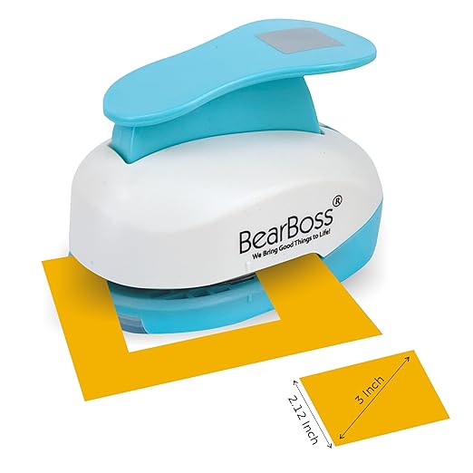 BearBoss 3 Inch Square Punch, Hole Punch Shapes, Paper Punch Set for Scrapbooking Festival Paper Greeting Card DIY Albums Photos (Classic White)