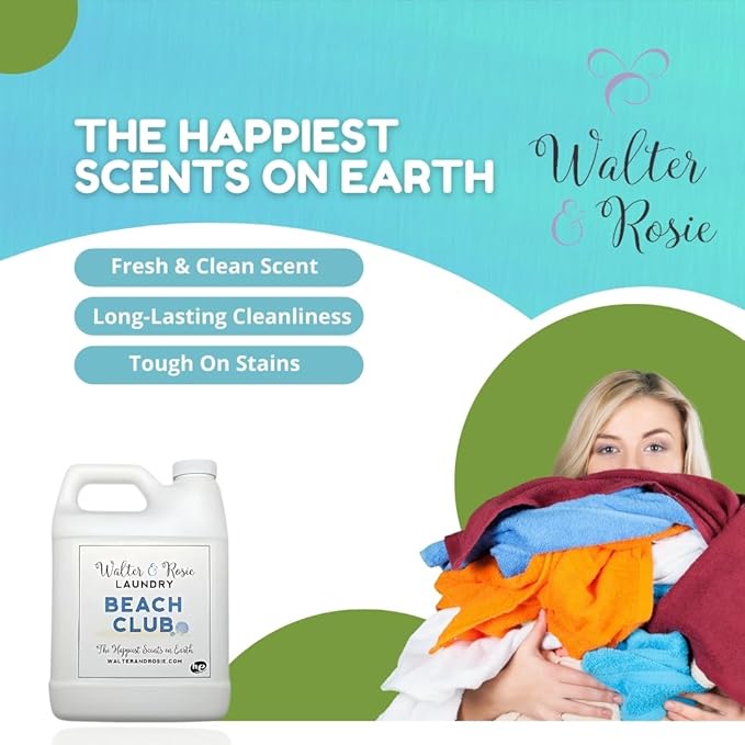 Walter & Rosie Beach Club Luxury Laundry Detergent - Park Inspired Scent with Green Notes & White Jasmine - Highly Fragrant Laundry Detergent - The Happiest Detergent on Earth - 64 Oz