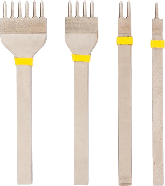 Weaver Leather Supply Diamond Leather Stitching Chisel Set, Precise 4mm Hole Punch, Color-Coded Hole Punch Set for Hand Sewing and Saddle Stitching