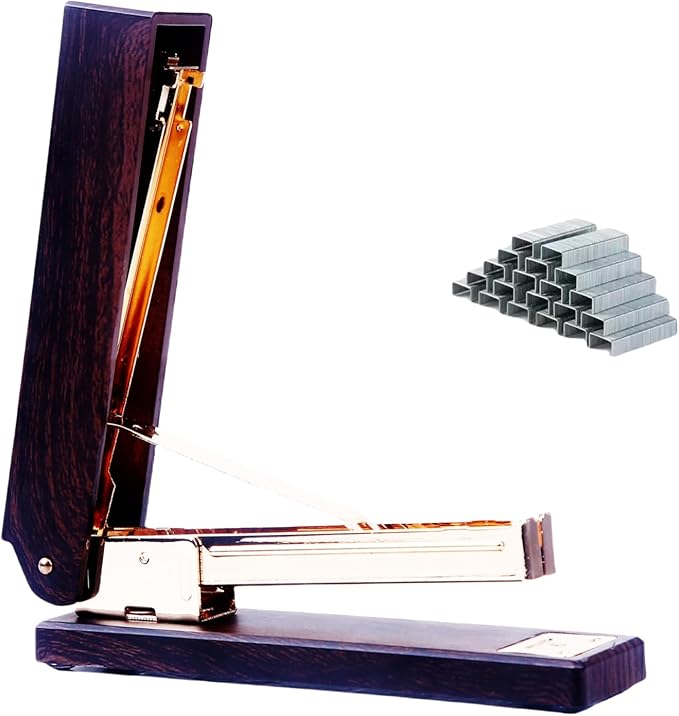 Woodgrain Black Stapler, Marbled Woodgrain Stapler, Elegant and Gorgeous Modern Accessory for Stylish desks in School, Home or Business - Rose Gold