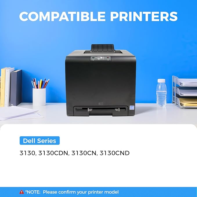 3130 Toner Cartridge Set 4-Pack High-Capacity Replacement for Dell 330-1198 330-1199 330-1200 330-1204 Compatible with Dell 3130 3130CDN 3130CN 3130CND Color Laser Printers (Black Cyan Magenta Yellow)