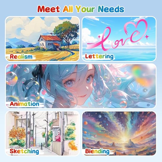 Alcohol Markers Brush Tip - 50 Colors Dual Tip Markers, Brush & Fine Alcohol-based Art Marker Set for Kids Adults Coloring Illustration, Alcohol Sketch Pens with Carrying Case, Non-Bleeding Pad