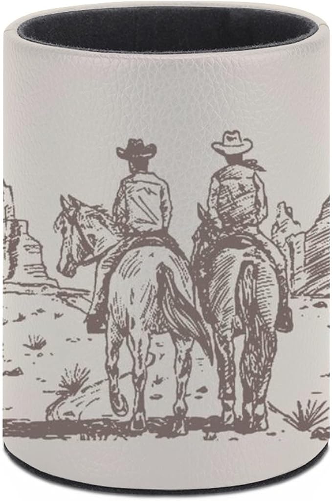 Western Desert Cowboy Pen Holder Pencil Organizer Cute Pencil Cup Desk Decor Makeup Brush Holder PU Multifunctional Office Suppliesfor Home Classroom School