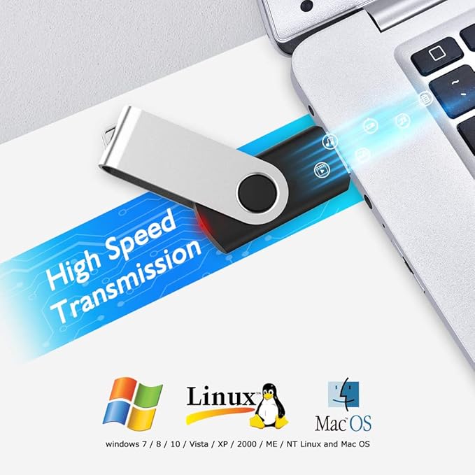 KEXIN 10 Pack 4GB Flash Drive Thumb Drive 4G USB Drive Memory Stick with LED Indicator, USB 2.0 Black