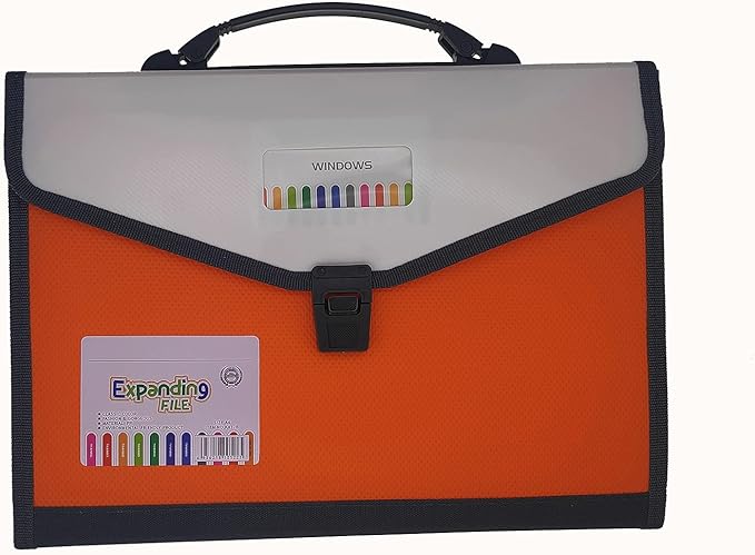 Expanding Accordion File Folder with Labels, 13 Pocket Document Organizer, Letter A4 Size, 1 Pack