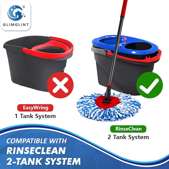 Mop Replace Heads Compatible for O Cedar 4 Pack, Spin Mops Refill Head Replacement for RinseClean 2-Tank System, Machine Washable, Suitable for Hard-surfaced Floors Cleaning