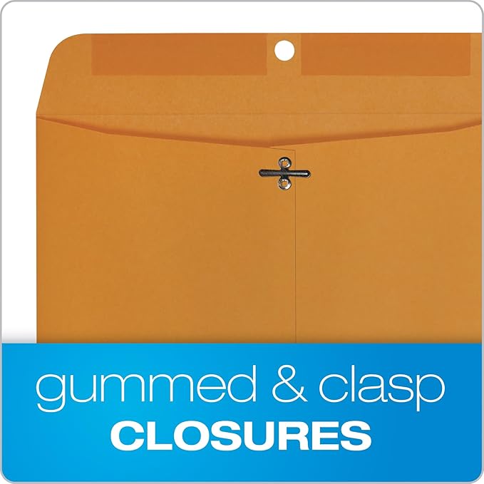 Columbian 10 x 13 Clasp Envelopes, Gummed, 28 lb Brown Kraft, for Mailing Flat Letter Size Documents or Photos, Bulk Pack, 30 Per Pack (COLO405)