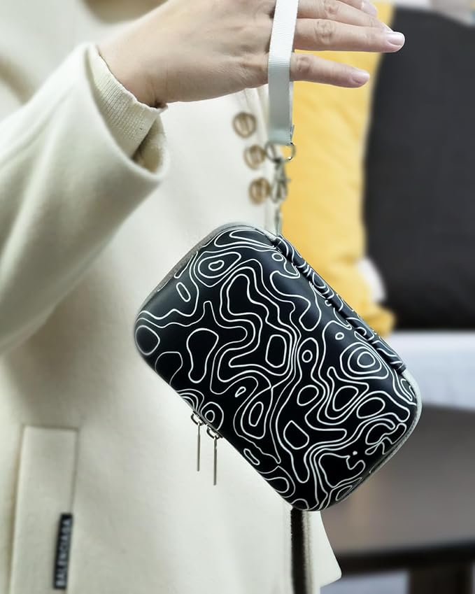 Label Maker Case for Label Maker Machine, EVA Travel Case with Designed Pattern, Compatible with D30, P21, E10, D110 Label Maker (Box Only), Black Wave